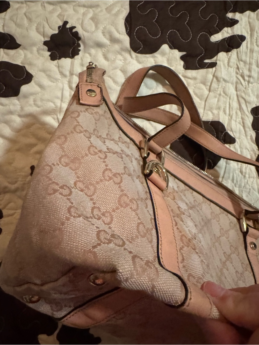 Gucci Crystal Abbey Monogram Canvas Tote with Leather Trim - Picture 5 of 16